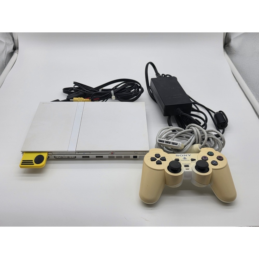 Sony PlayStation 2 Slim Limited Edition Ceramic White Console & Gun, Memory Card